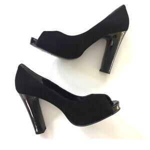 Nine‎ West Black Suede Peep Toe Size 6
